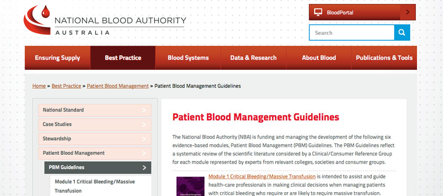 National Blood Authority, Australia - Guidelines Reduce Blood Use